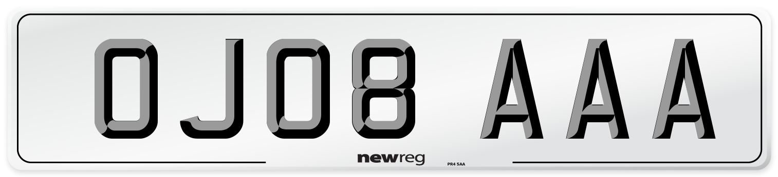 OJ08 AAA Number Plate from New Reg